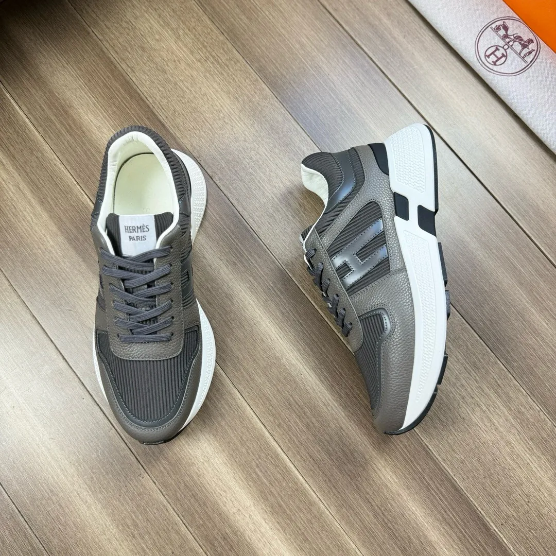 [HERMES] Hermès men's shoes 💰520💰 - High-end quality original order - Upper: 🔝 tumbled calfskin, high mercerized striped fabric, sewn brand H totem - Lining: water-dyed cowhide - Outsole: ultra-light T men's shoes 💰U foam rubber; two-color molded outsole - Super high quality control, fine workmanship: highlighted (high-end, luxury, grade) -Size :38-44, (45, customized)